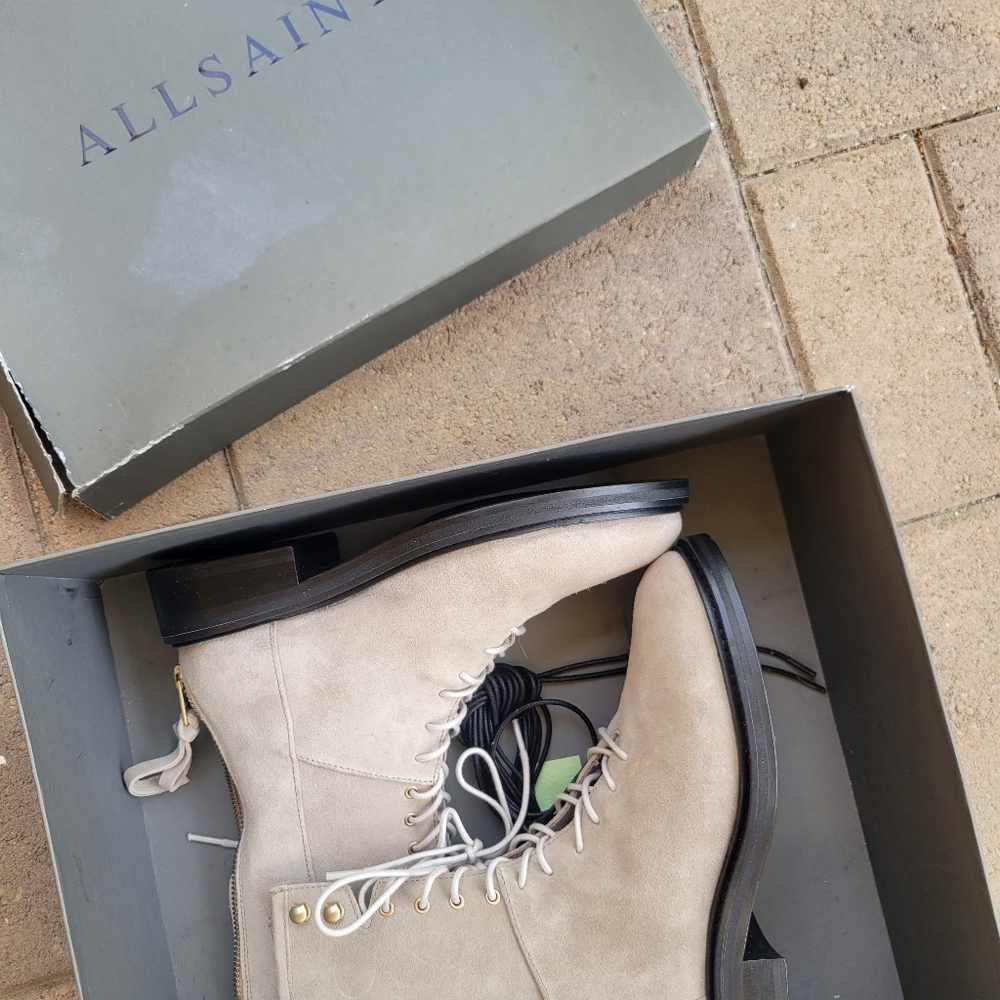 All Saints misty suede summer taupe boots size 5